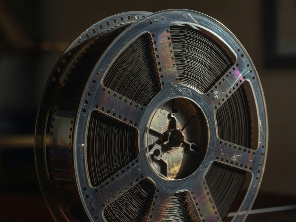 Detail of 35mm Celluloid Nitrate Film Reel Stock